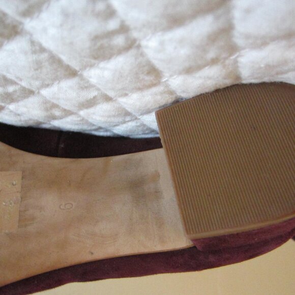 MADEWELL burgundy suede studded ankle strap block heel shoe – Sz 6 - Picture 8 of 8